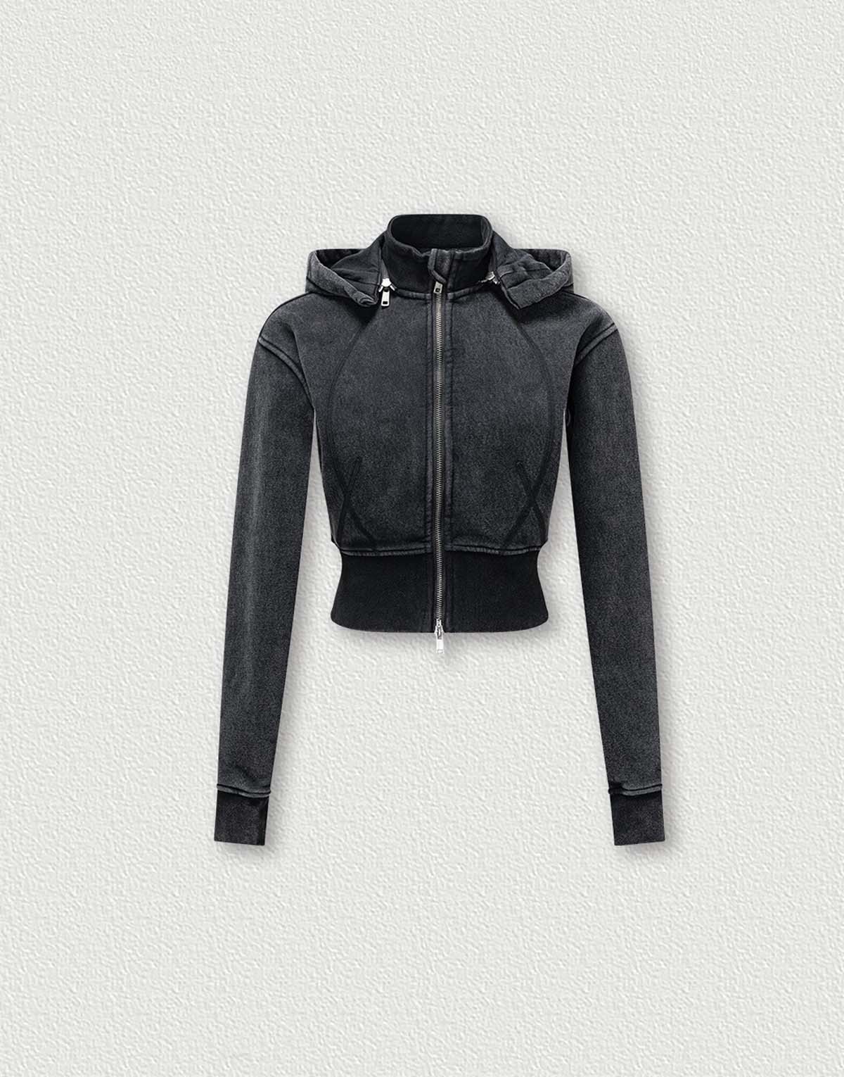 Women's Removable Hood Lulu Cropped Sweatshirt-wh287-1